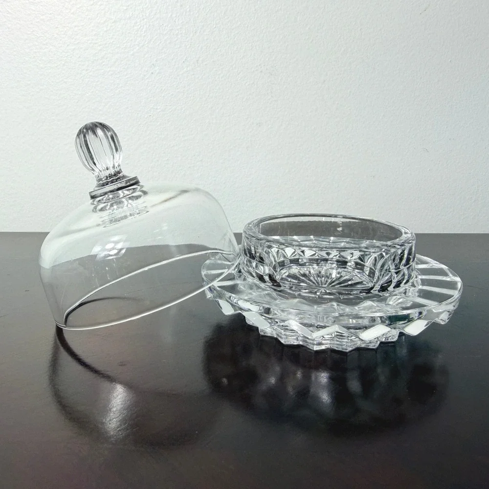 Vintage Mikasa Salina Crystal Individual Butter Dish Dome Lid Butter Cloche